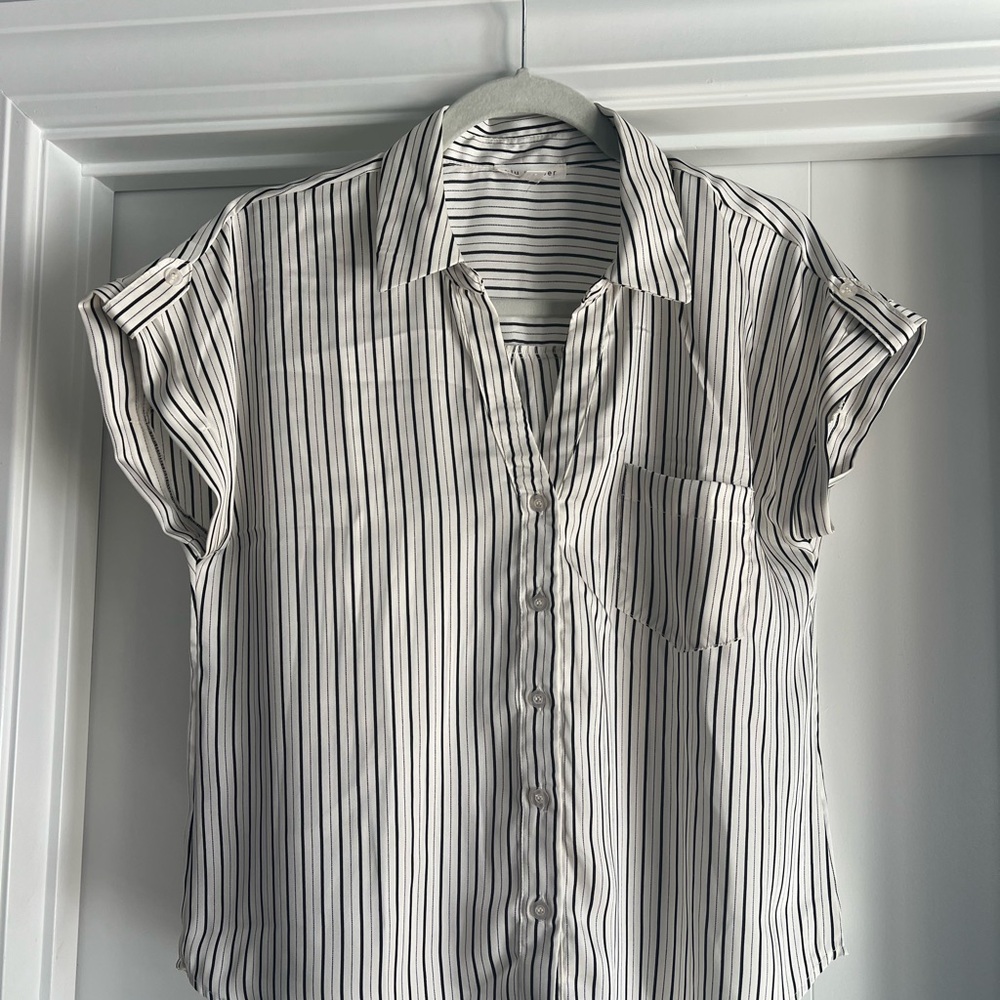 Blu Pepper Black and White Striped Top